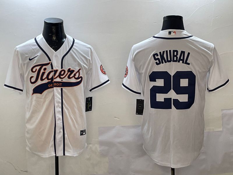 Men Detroit Tigers 29 Skubal White Joint Name 2025 Nike MLB Jersey style 1
